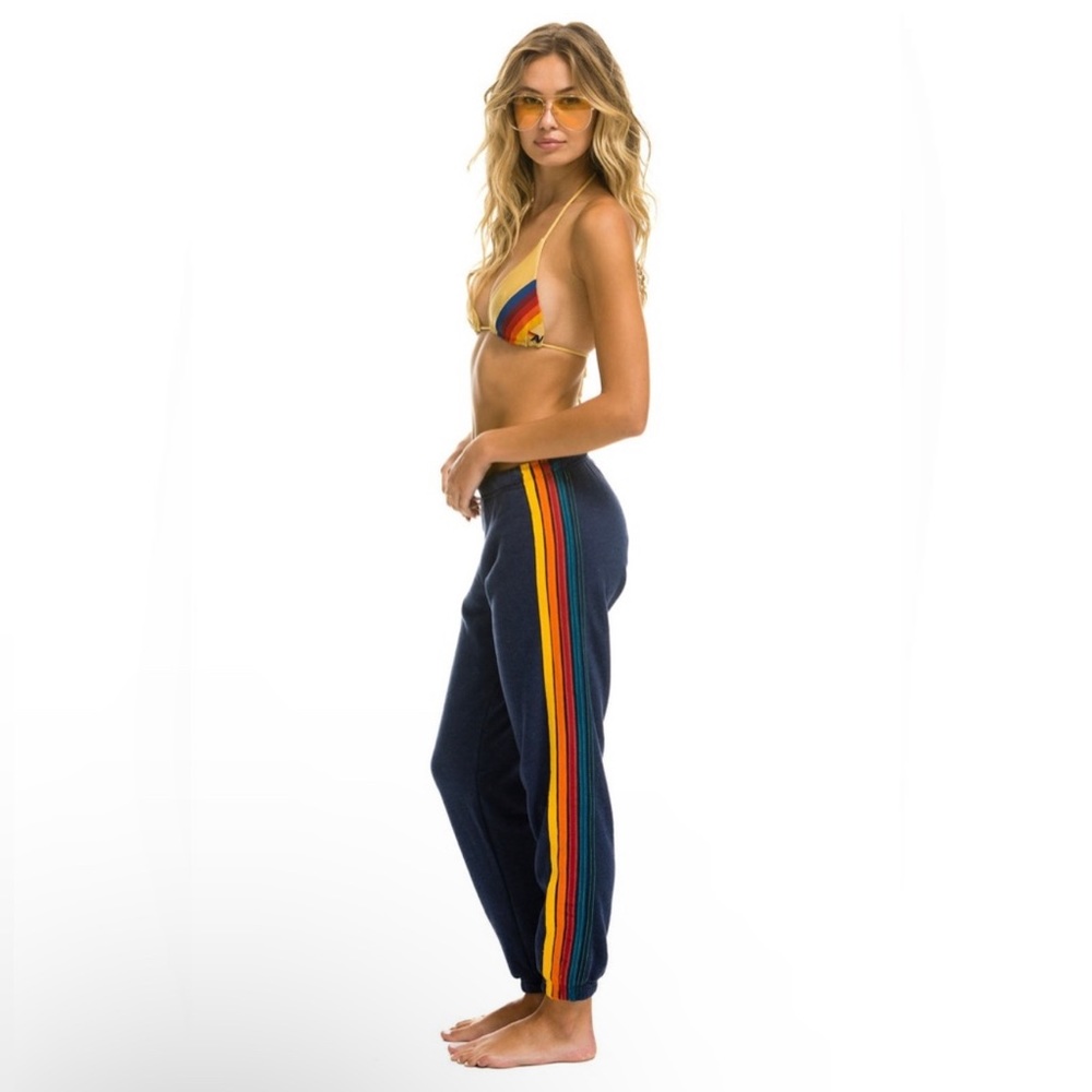 AVIATOR NATION 5 STRIPE SWEATPANTS - NAVY - SIZE XS